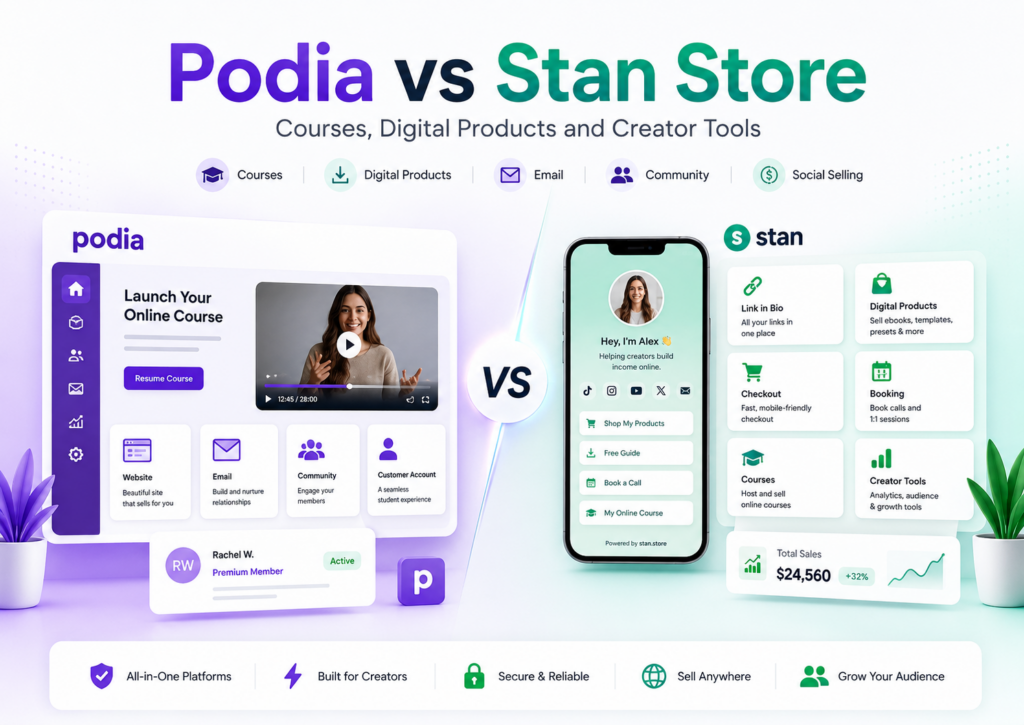 Podia vs Stan Store: Courses, Digital Products and Creator Tools