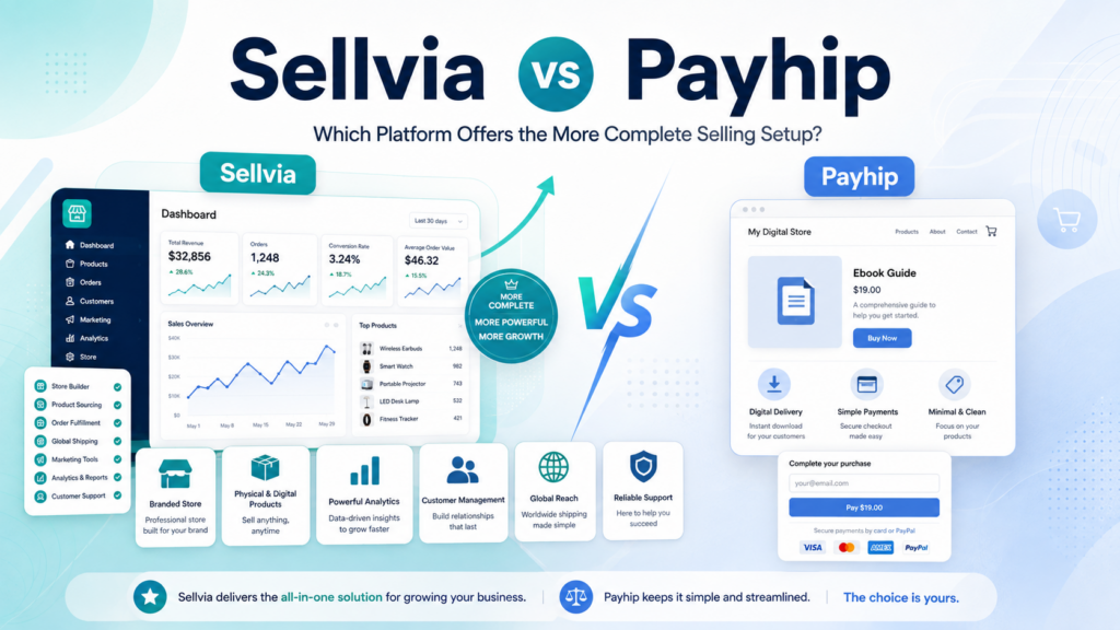 Sellvia vs Payhip: Which Platform Offers the More Complete Selling Setup?