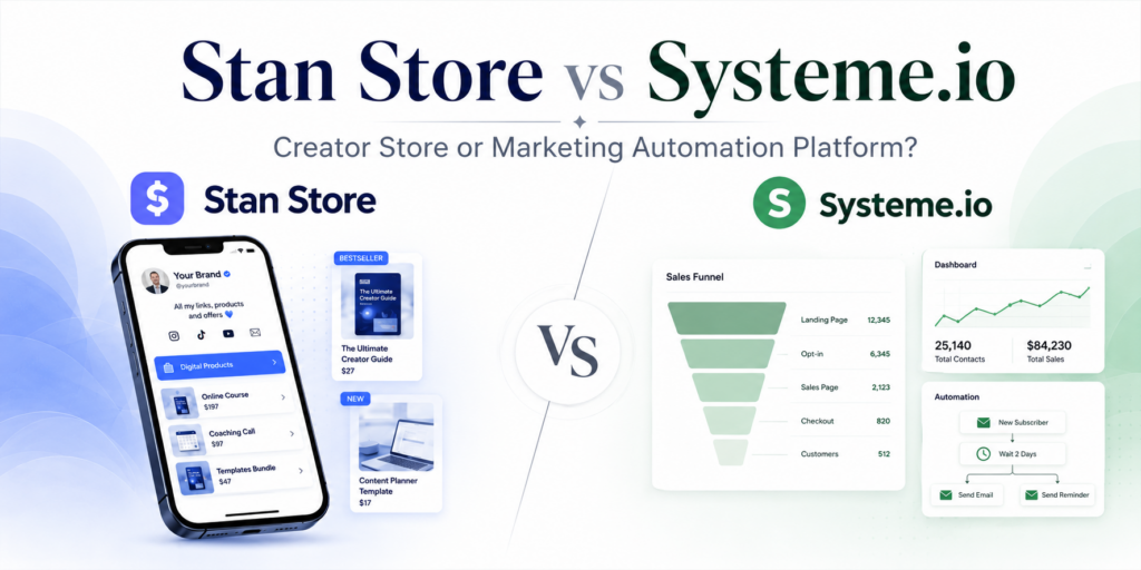 Stan Store vs Systeme.io: Creator Store or Marketing Automation Platform?