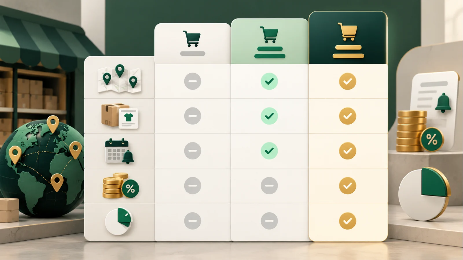 Feature-comparison illustration highlighting that broader B2B support exists across plans while the deepest payment controls are concentrated in the highest tier.